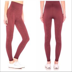 Varley burgundy snakeskin print seamless leggings